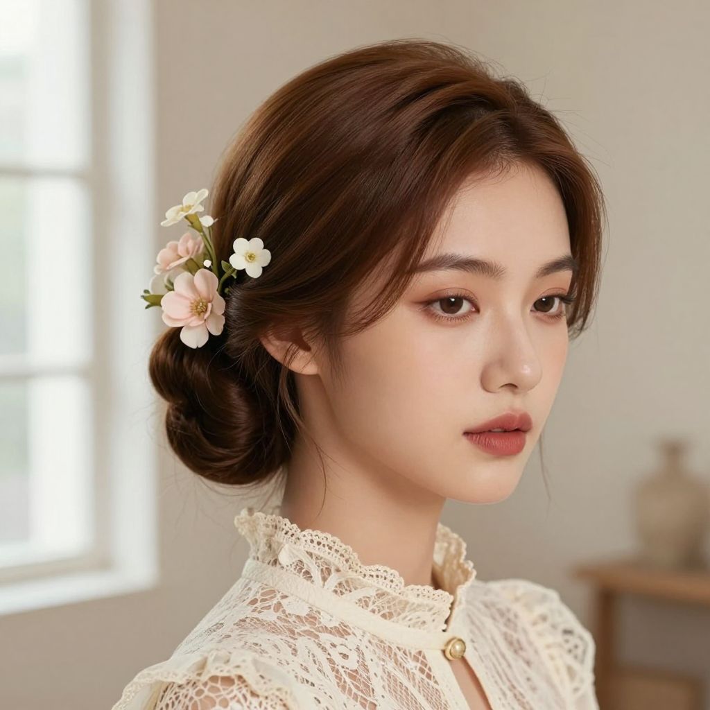 The Renaissance Bun with Floral Accents