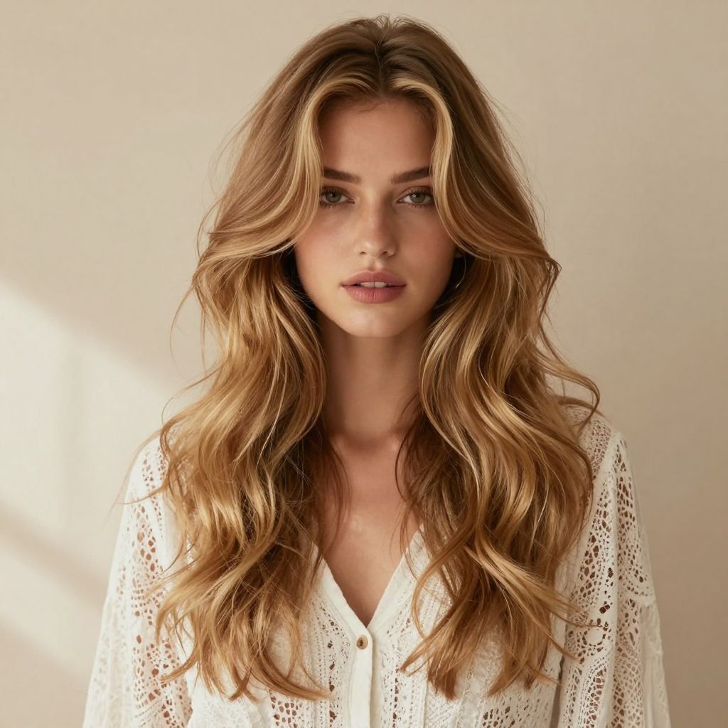 Loose Romantic Curls with a Center Part