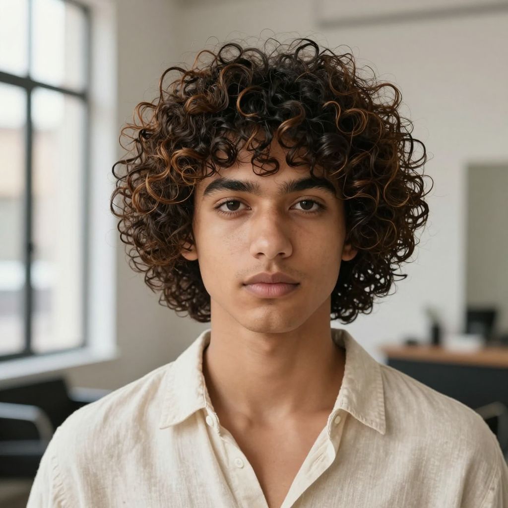 Curly Top With Tapered Sides
