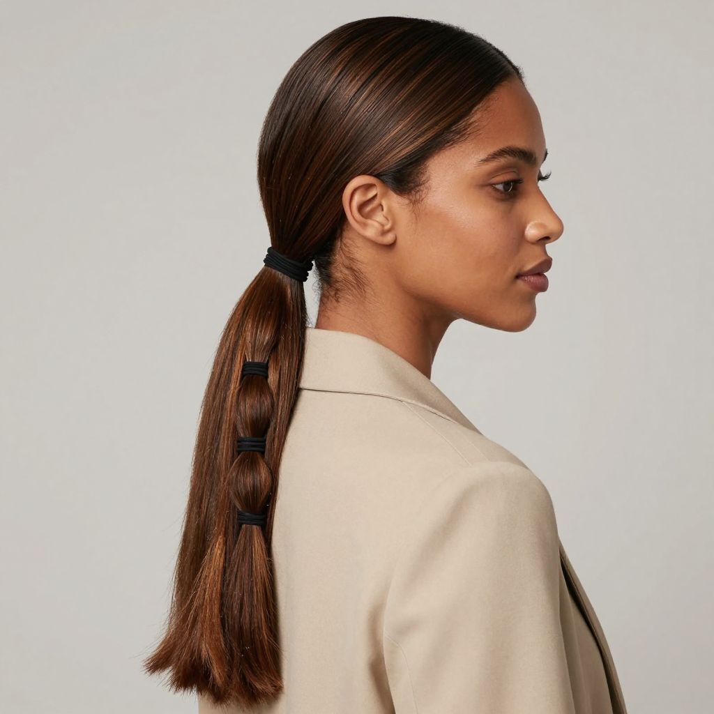 Sleek Low Ponytail with Multiple Bands