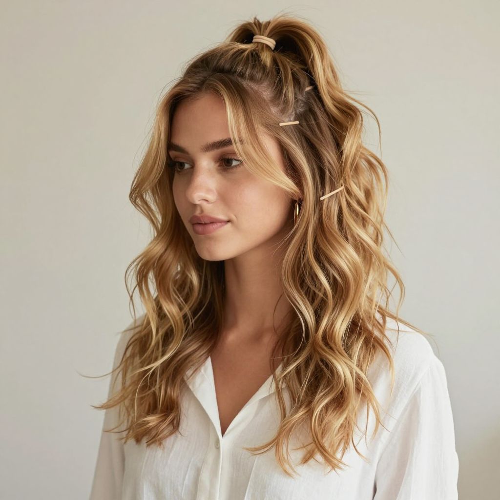 Half-Up Ponytail with Crooked Rubber Band Placement