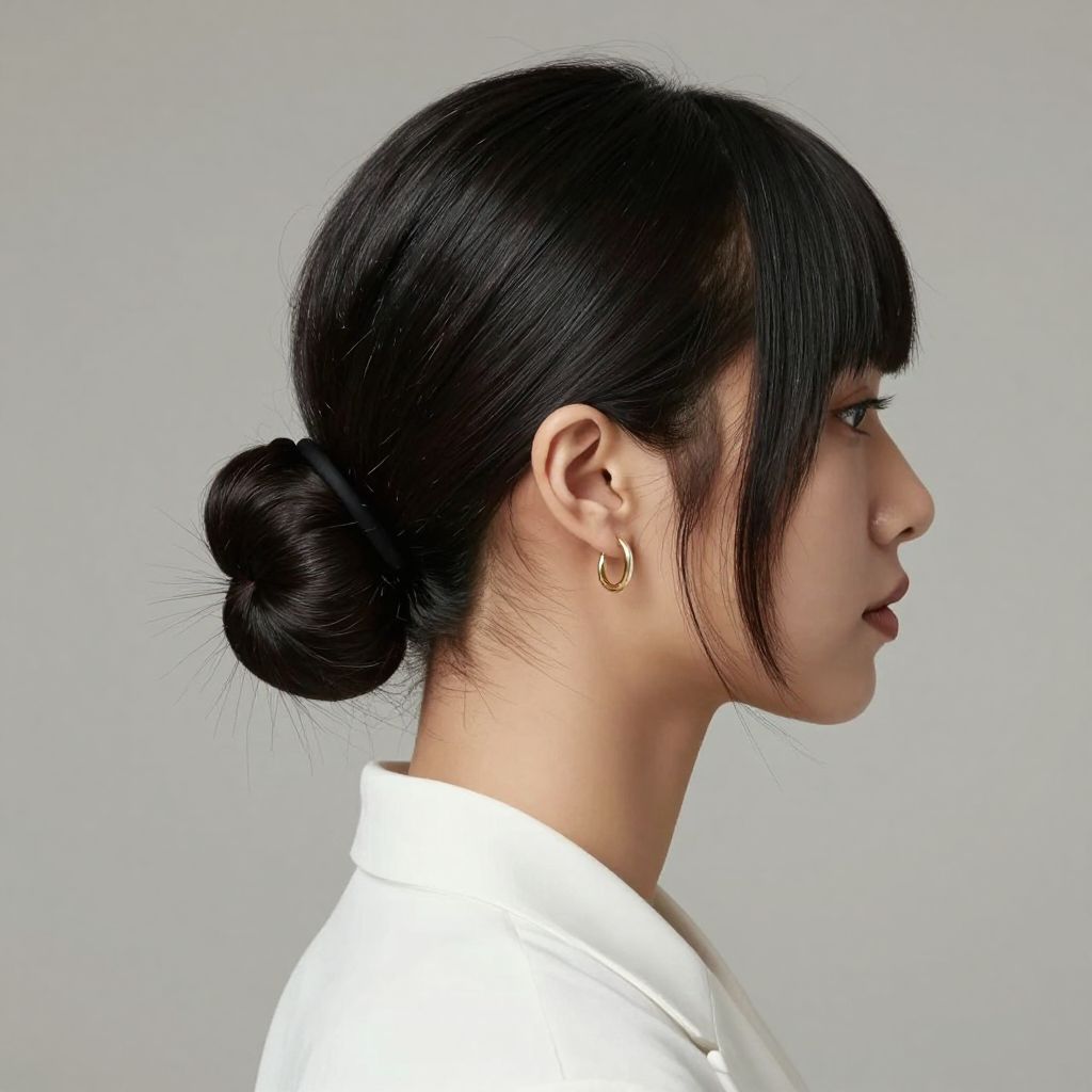 Sleek Low Bun Wrapped With a Rubber Band