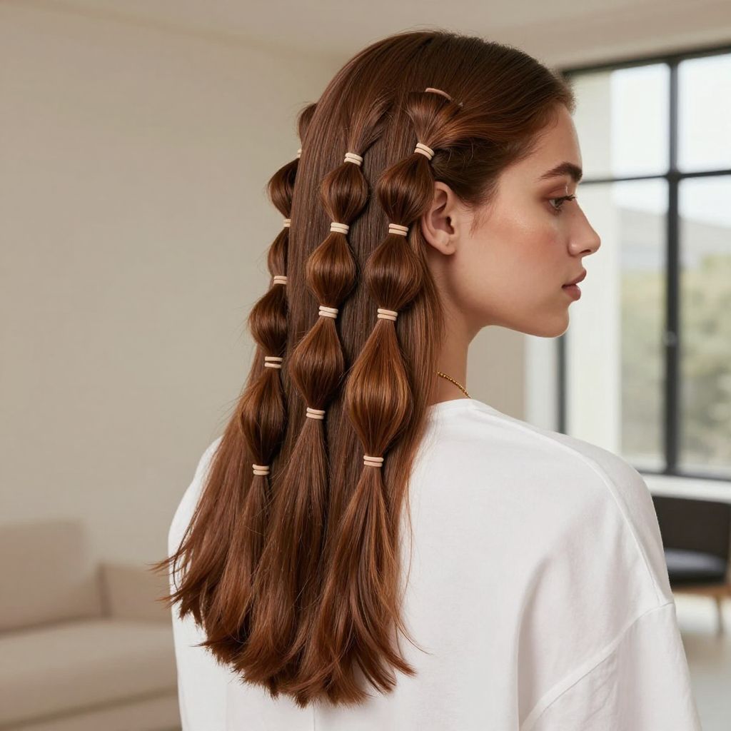 Mini Ponytail Clusters Down the Back