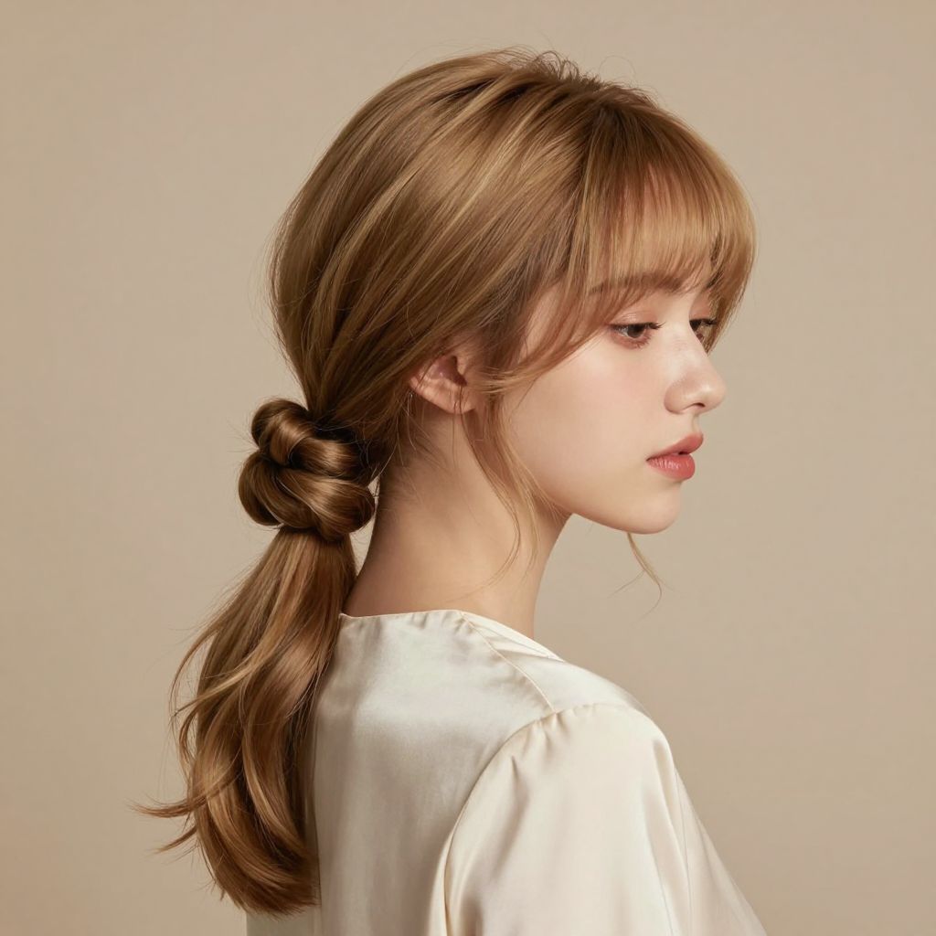 Rubber Band Chignon With Side-Swept Bangs