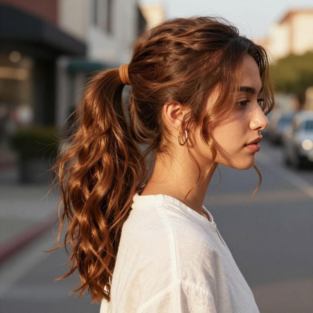 Messy Rubber Band Ponytail