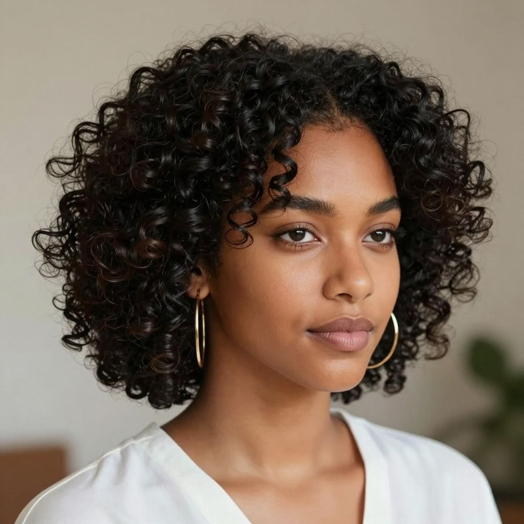Short Afro with Side Part
