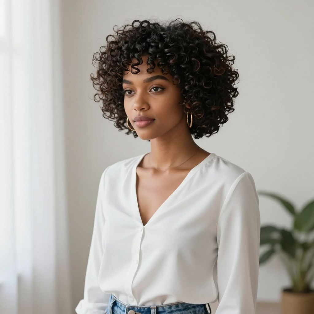 Curly Pixie With Side Sweep