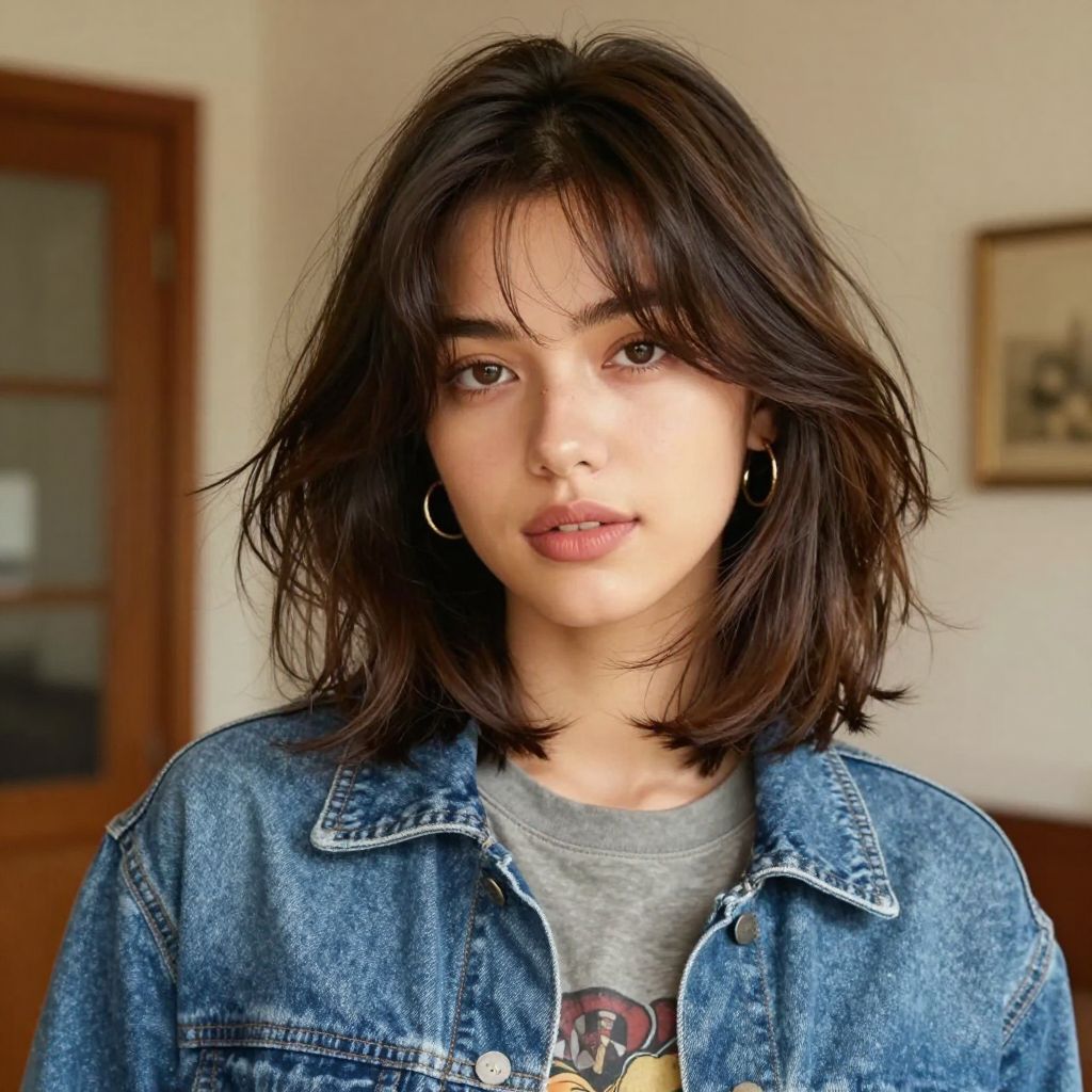 Short Layered Cut With Curtain Fringe