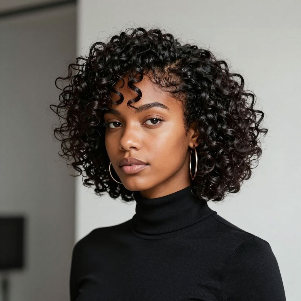 Side Swept Curly Crop