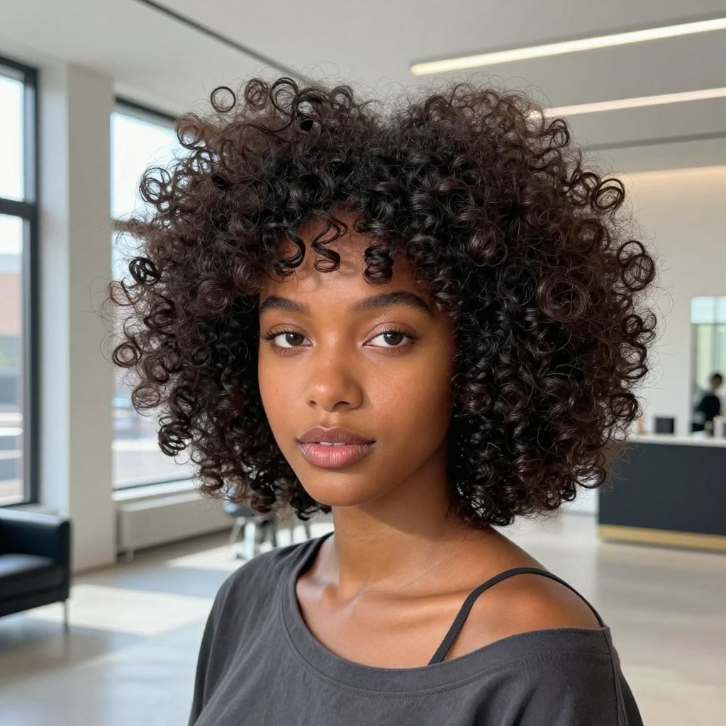 Rounded Afro Puff Cut