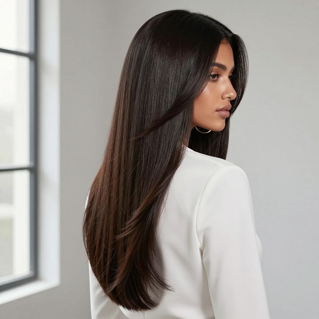 Long Straight with Deep Side Part