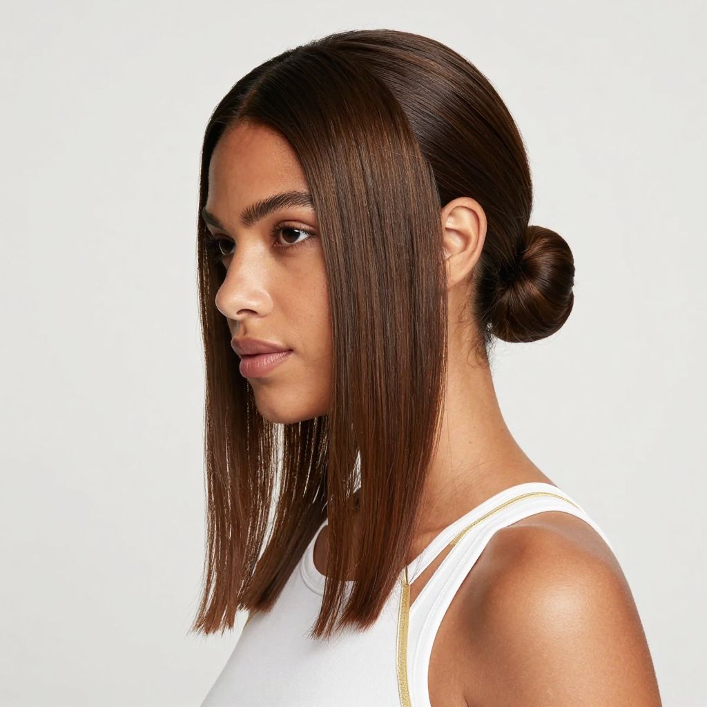 Sleek Low Bun with Side Part
