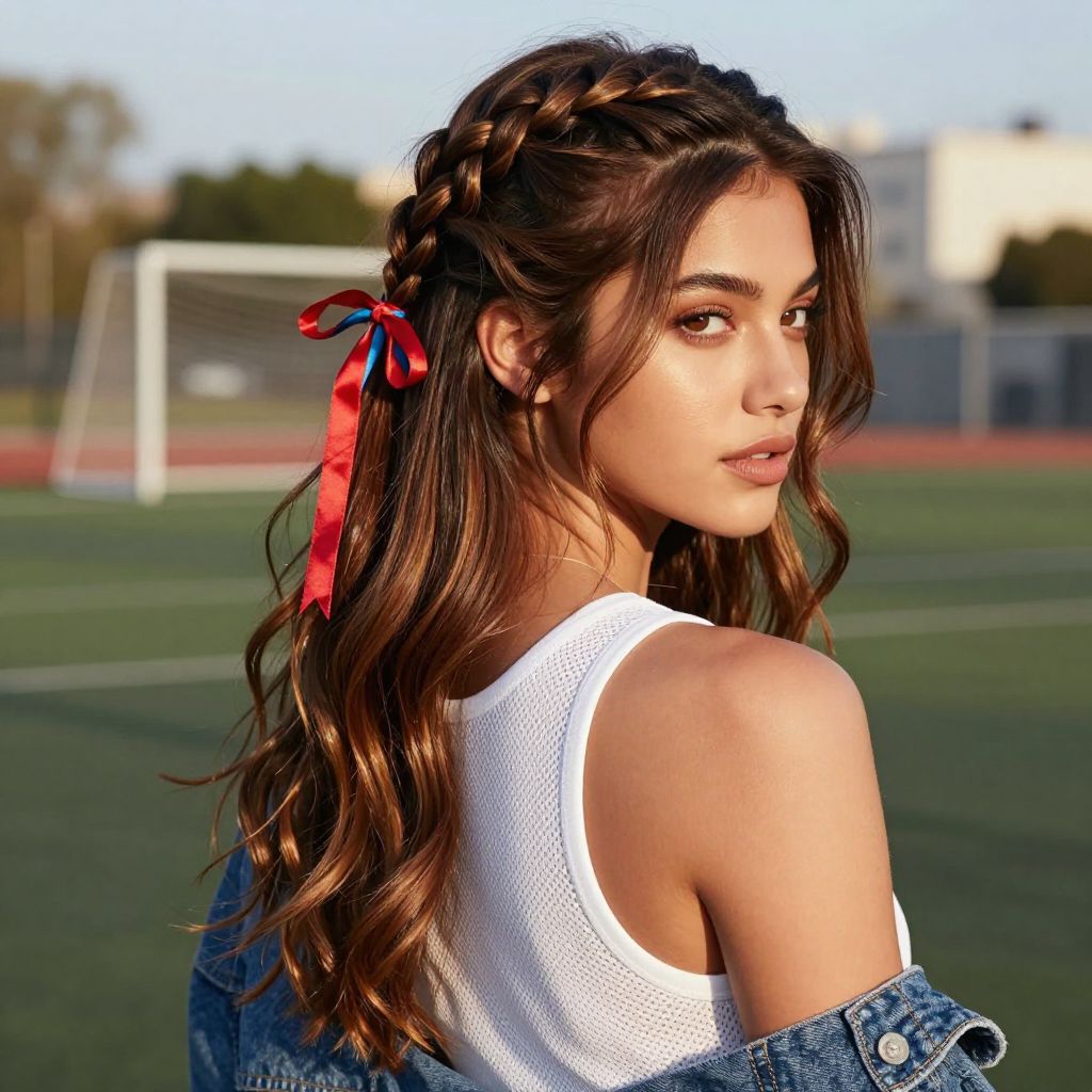 Braided Ponytail with Ribbon Accent