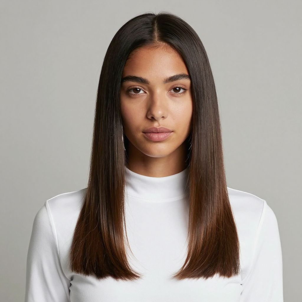 Sleek Middle Part with Straight Hair