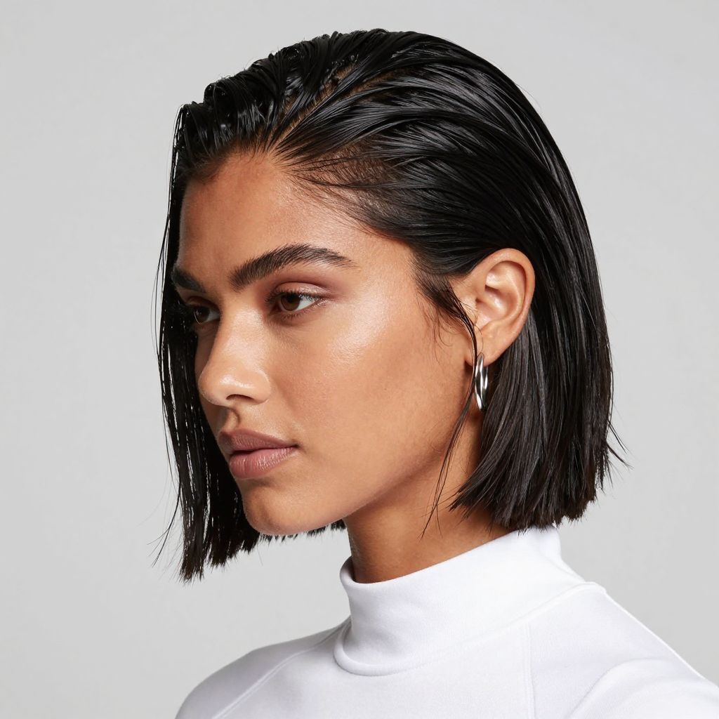 Wet Look Slicked Back