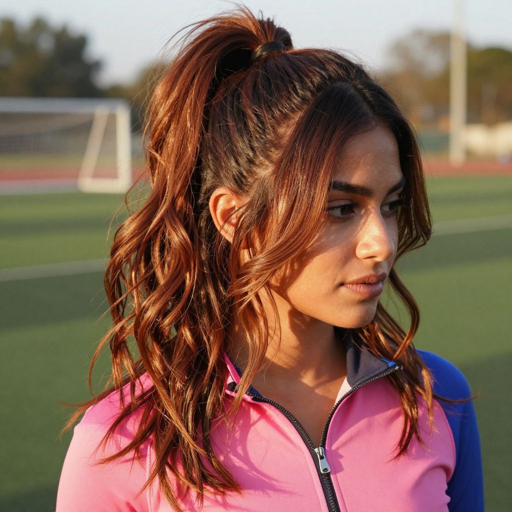 Textured High Ponytail with Face-Framing Strands