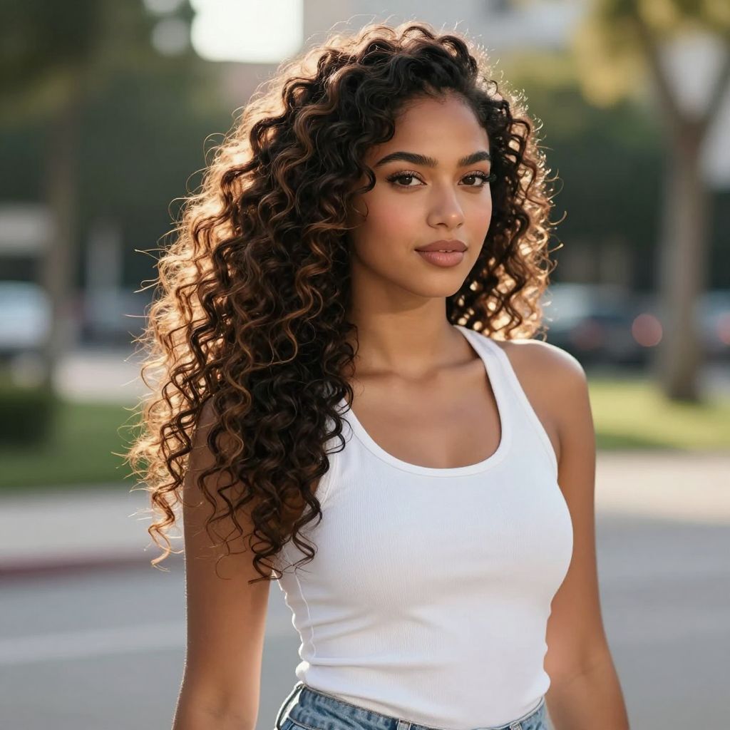 Side-Swept Curly Ponytail