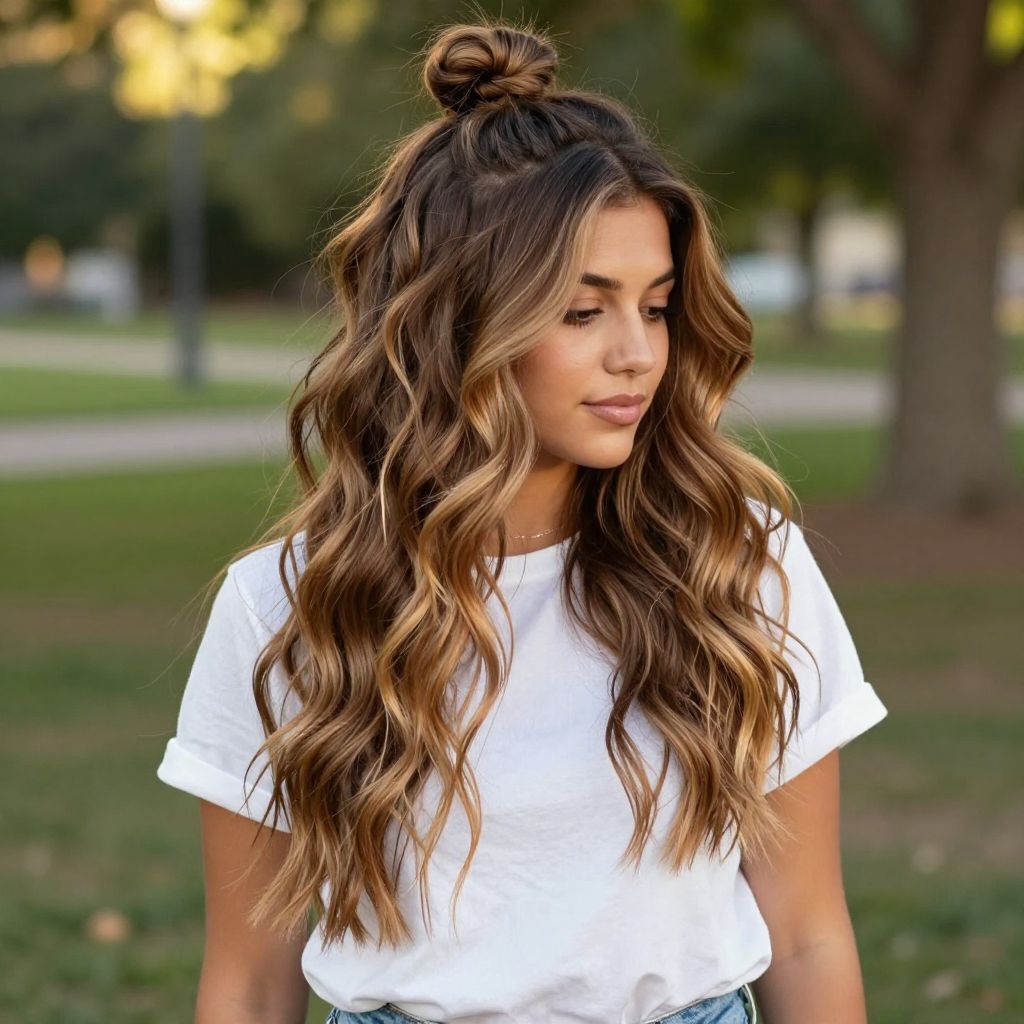 Half-up Top Knot with Waves