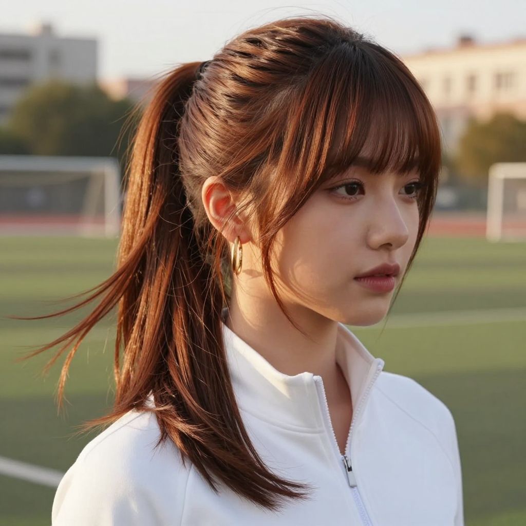 Side Swept Bangs with Ponytail
