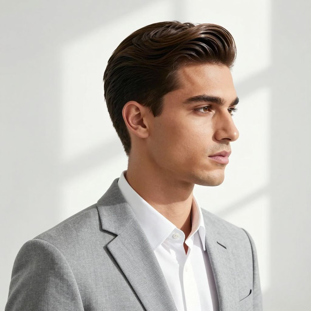 Classic Side Part hairstyle for straight hair men