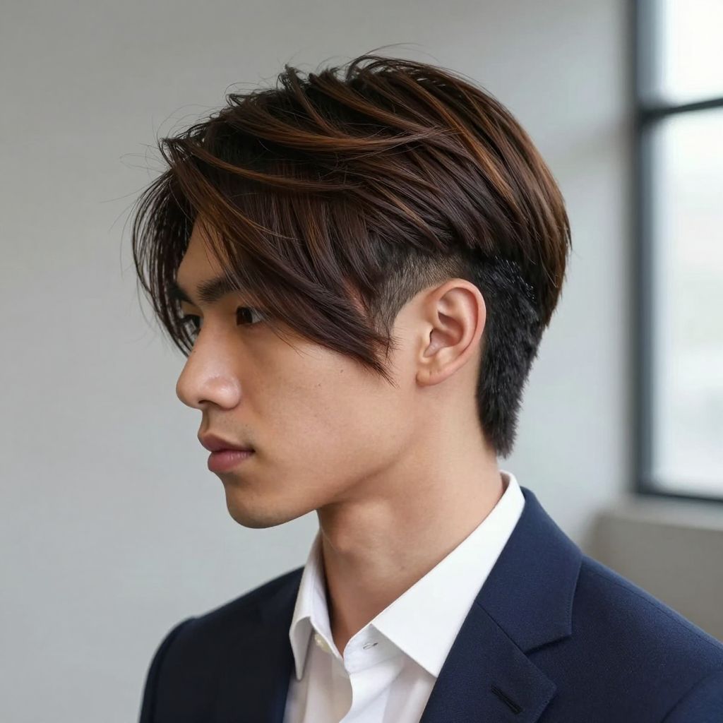 Taper Fade With Long Top hairstyle for straight hair men