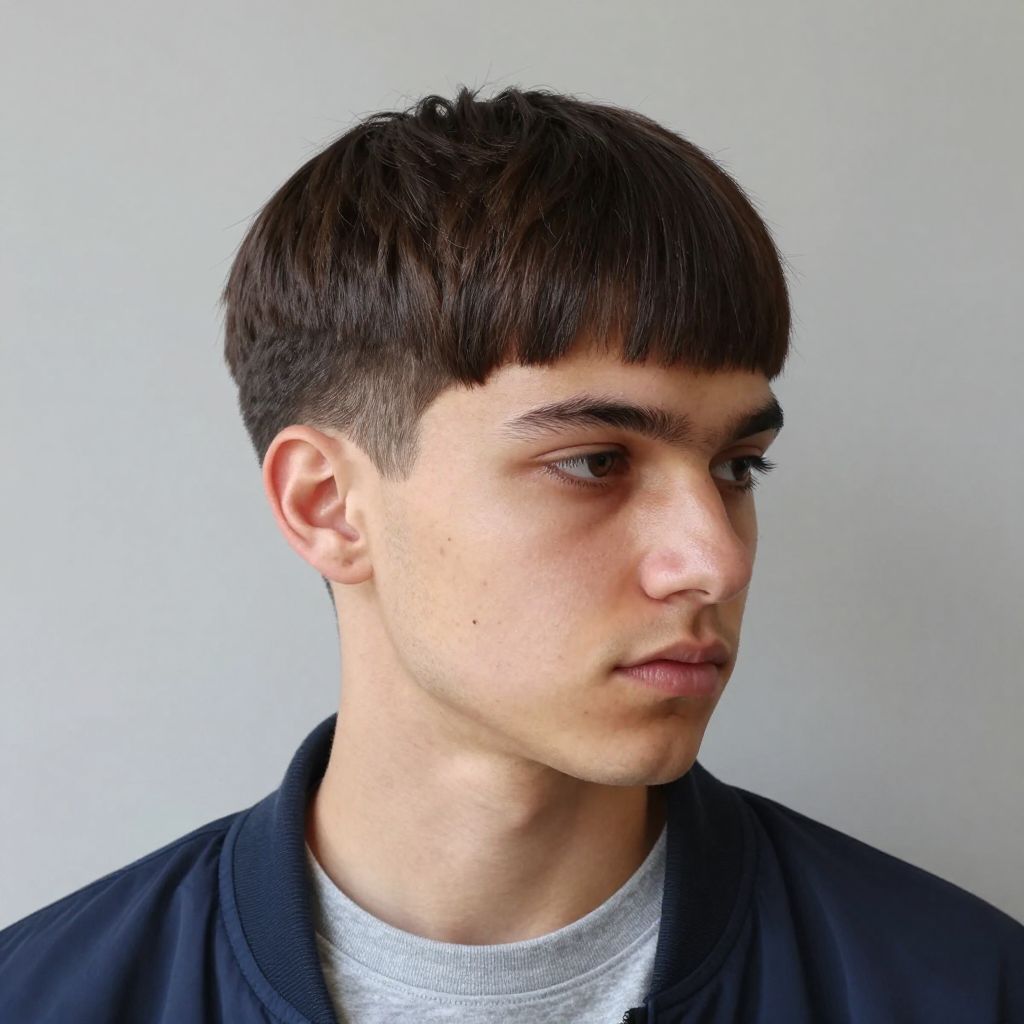 Short French Crop hairstyle for straight hair men
