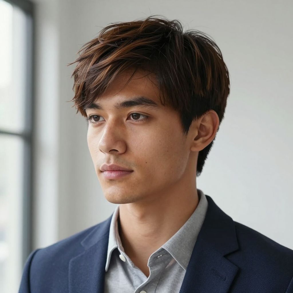 Soft Brush Up hairstyle for straight hair men