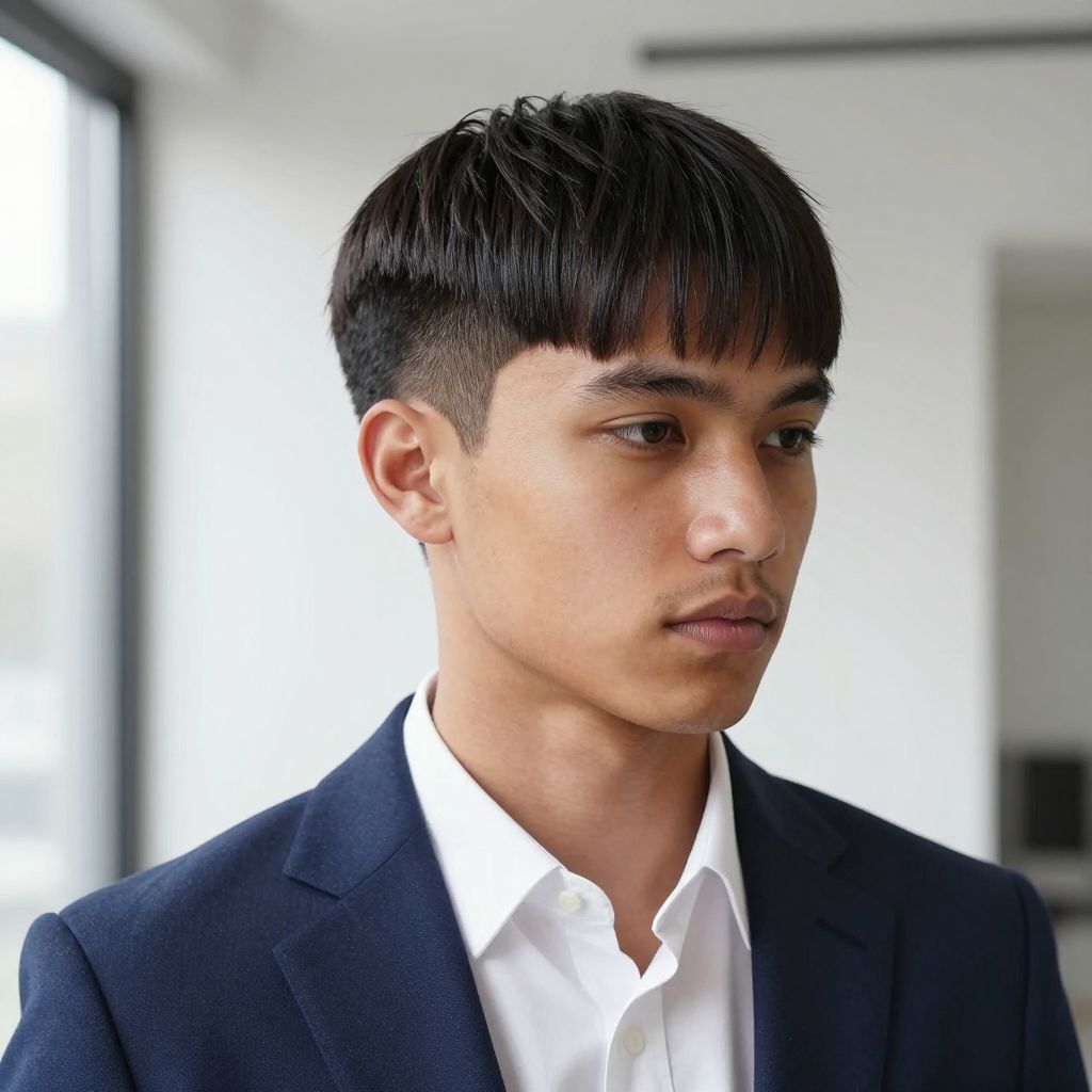 Ivy League Cut hairstyle for straight hair men