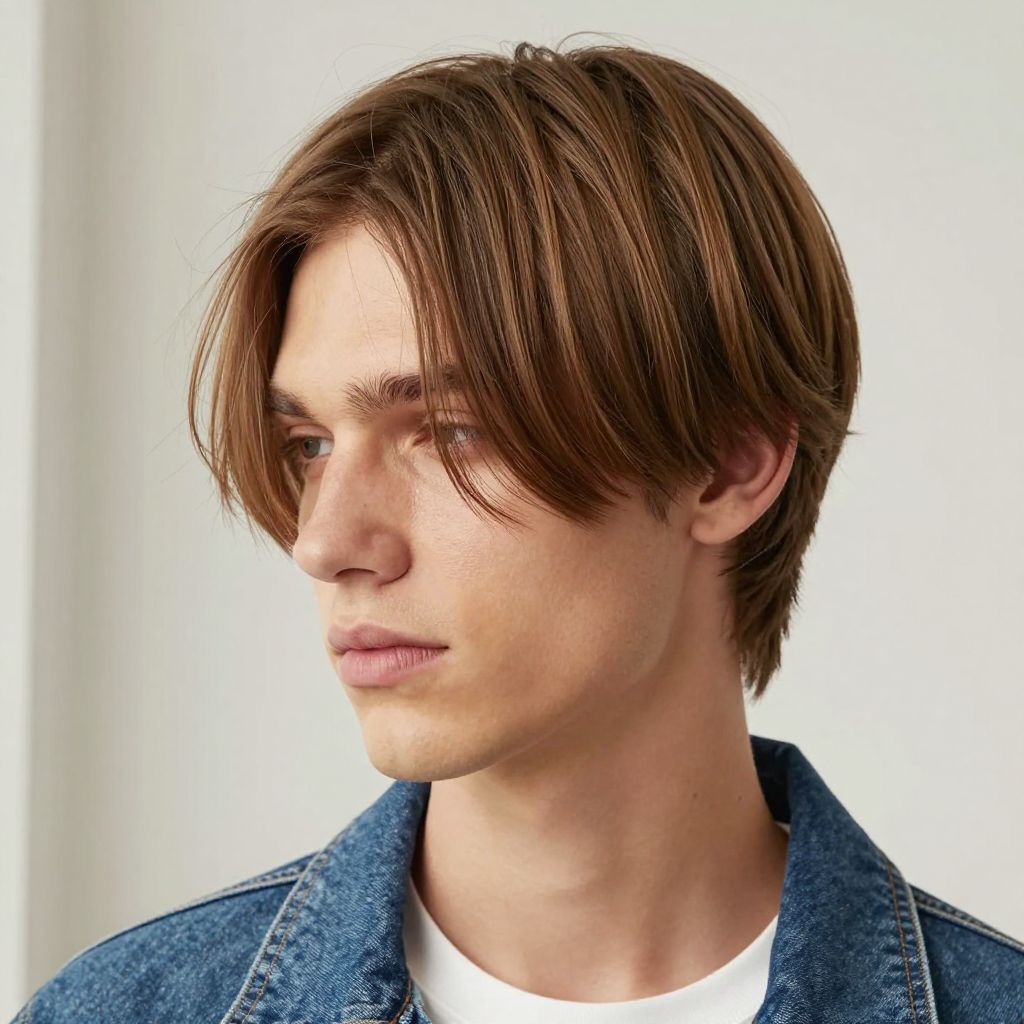 Brushed Forward Fringe hairstyle for straight hair men