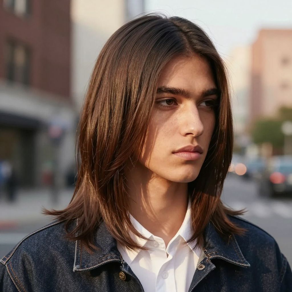 Middle Part With Flow hairstyle for straight hair men