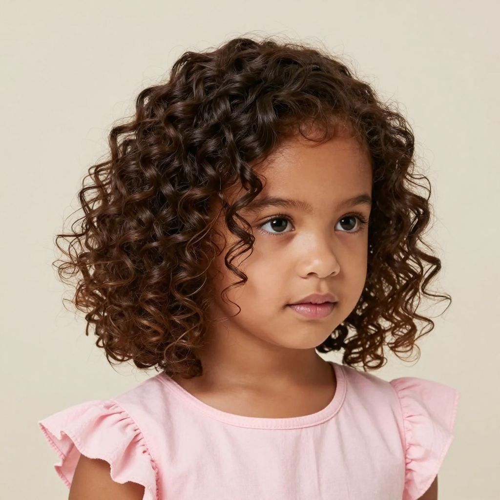 Side-Parted Curly Bob with Bangs