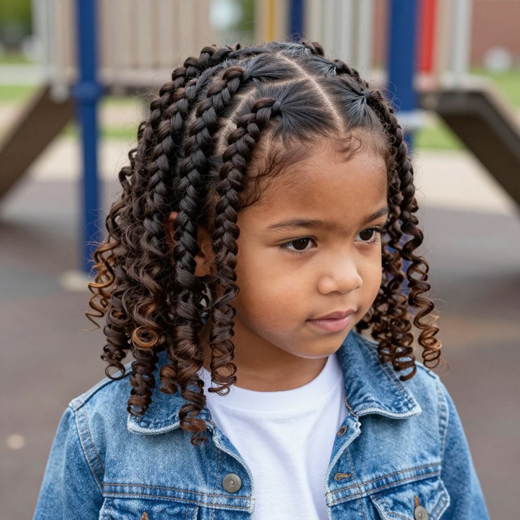 Half Cornrows with Loose Ends