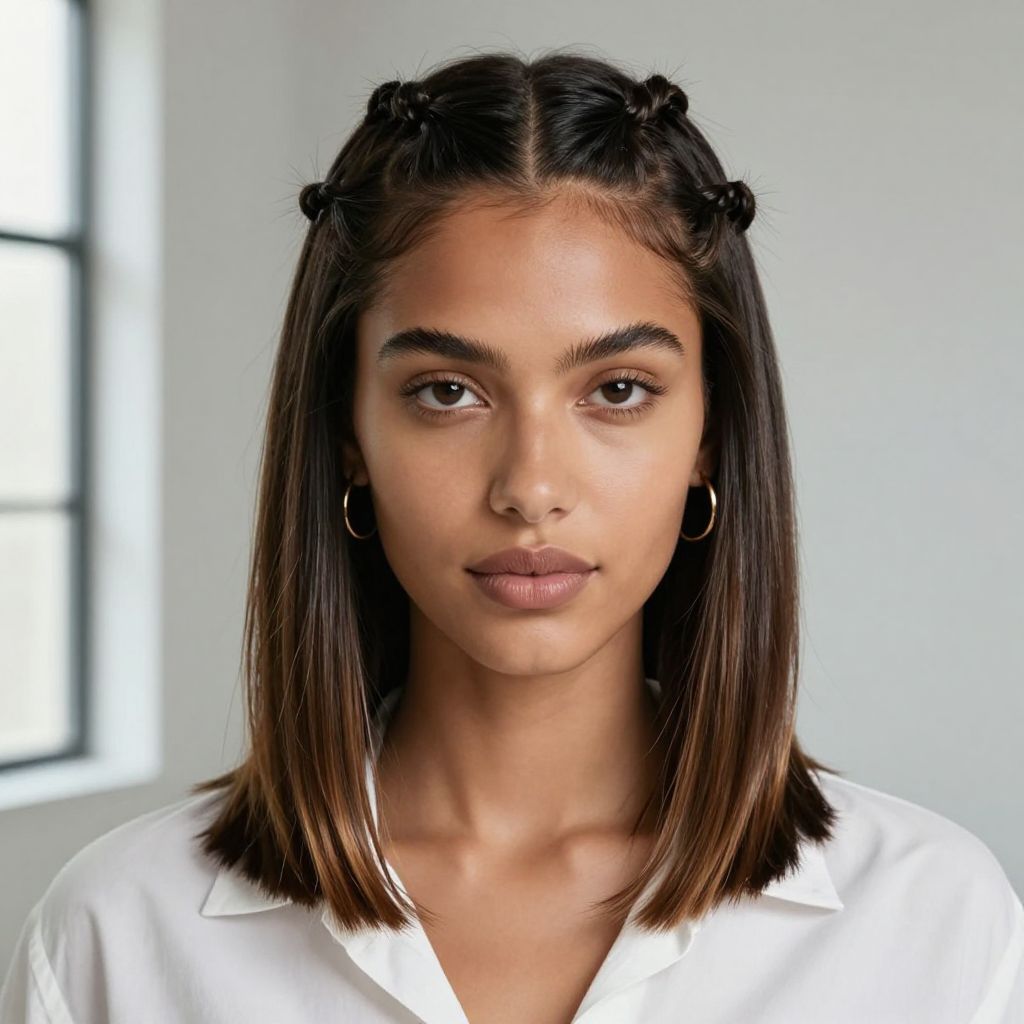 Sleek Center Part Twin Braids