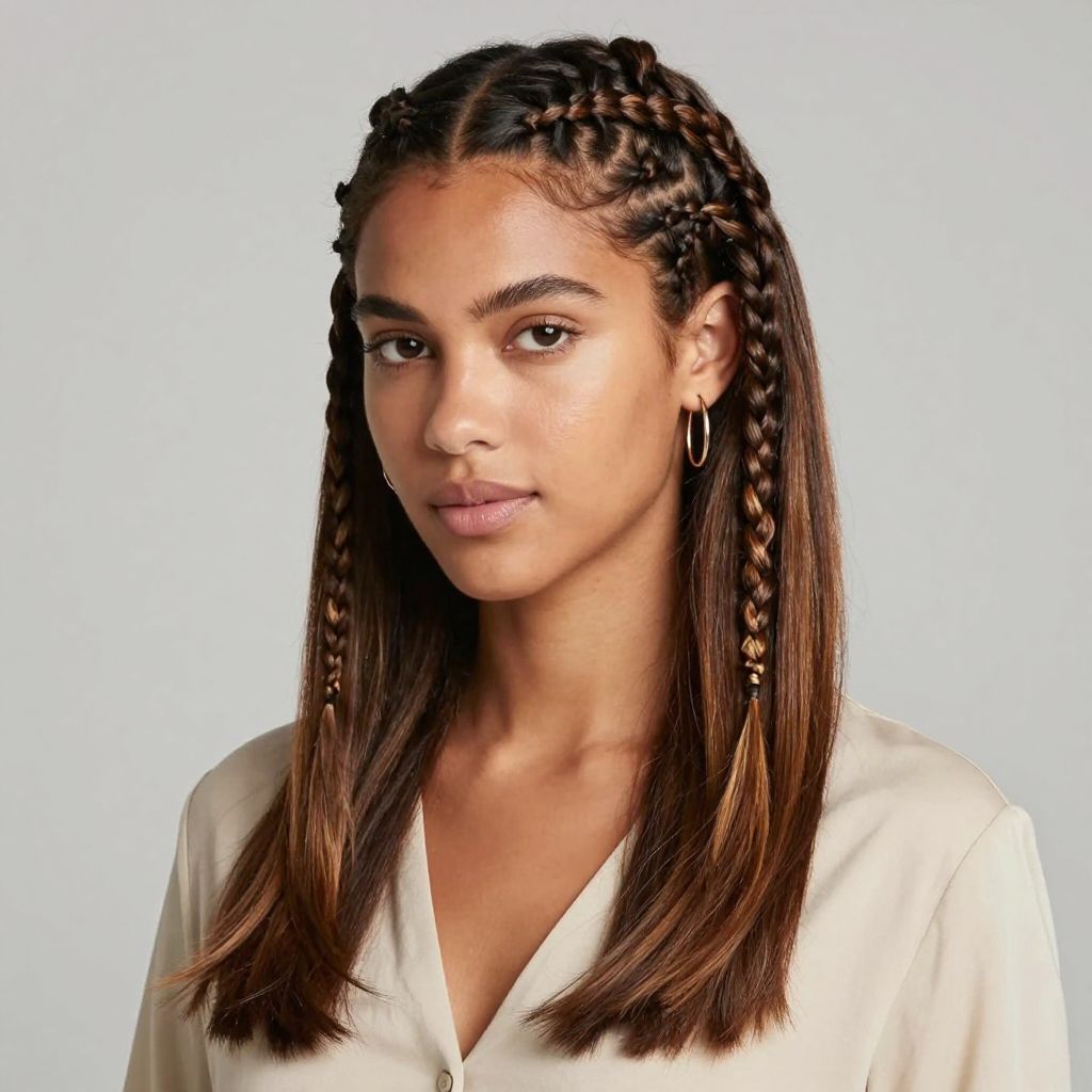 Micro Parted Twin Braids