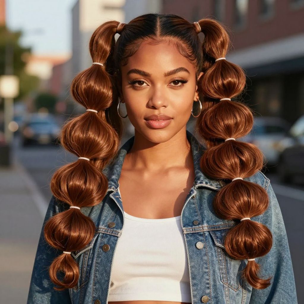 Bubble Braid Twin Ponytails