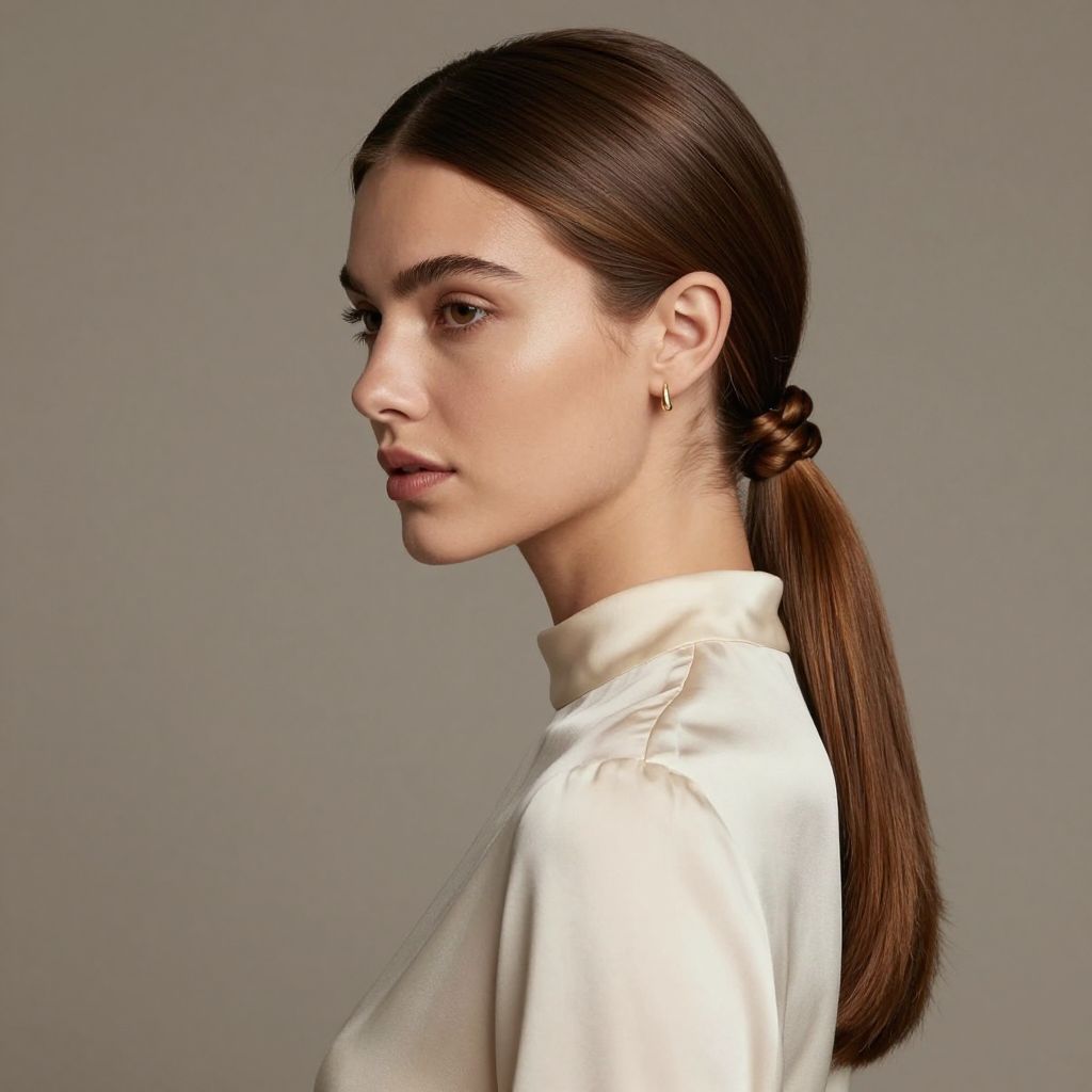 Sleek Low Pony with Twist