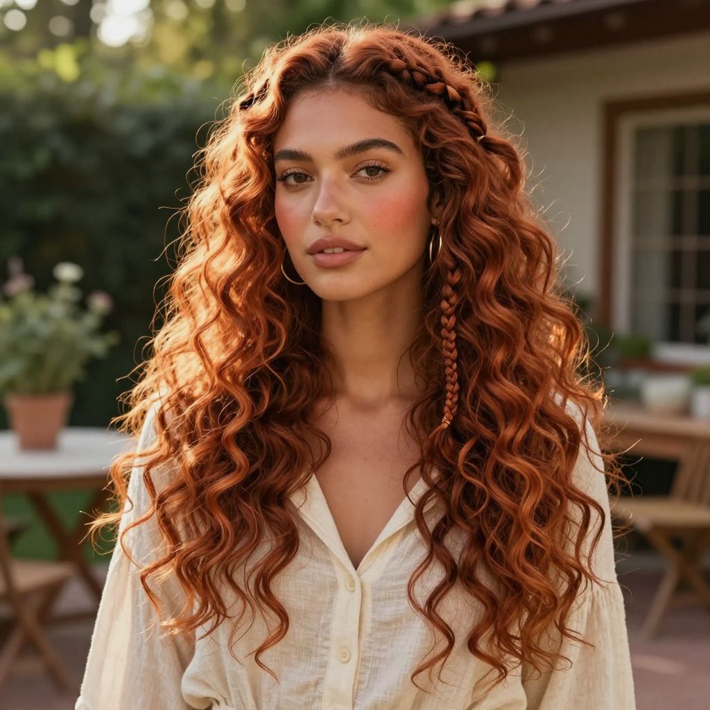 Viking Voluminous Curls With Braided Accent