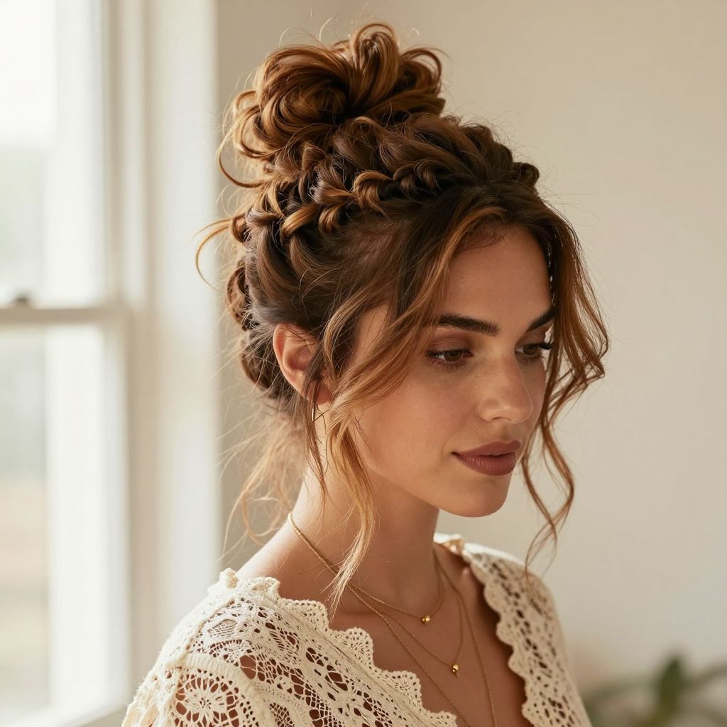Viking-Inspired Messy Bun With Braided Details