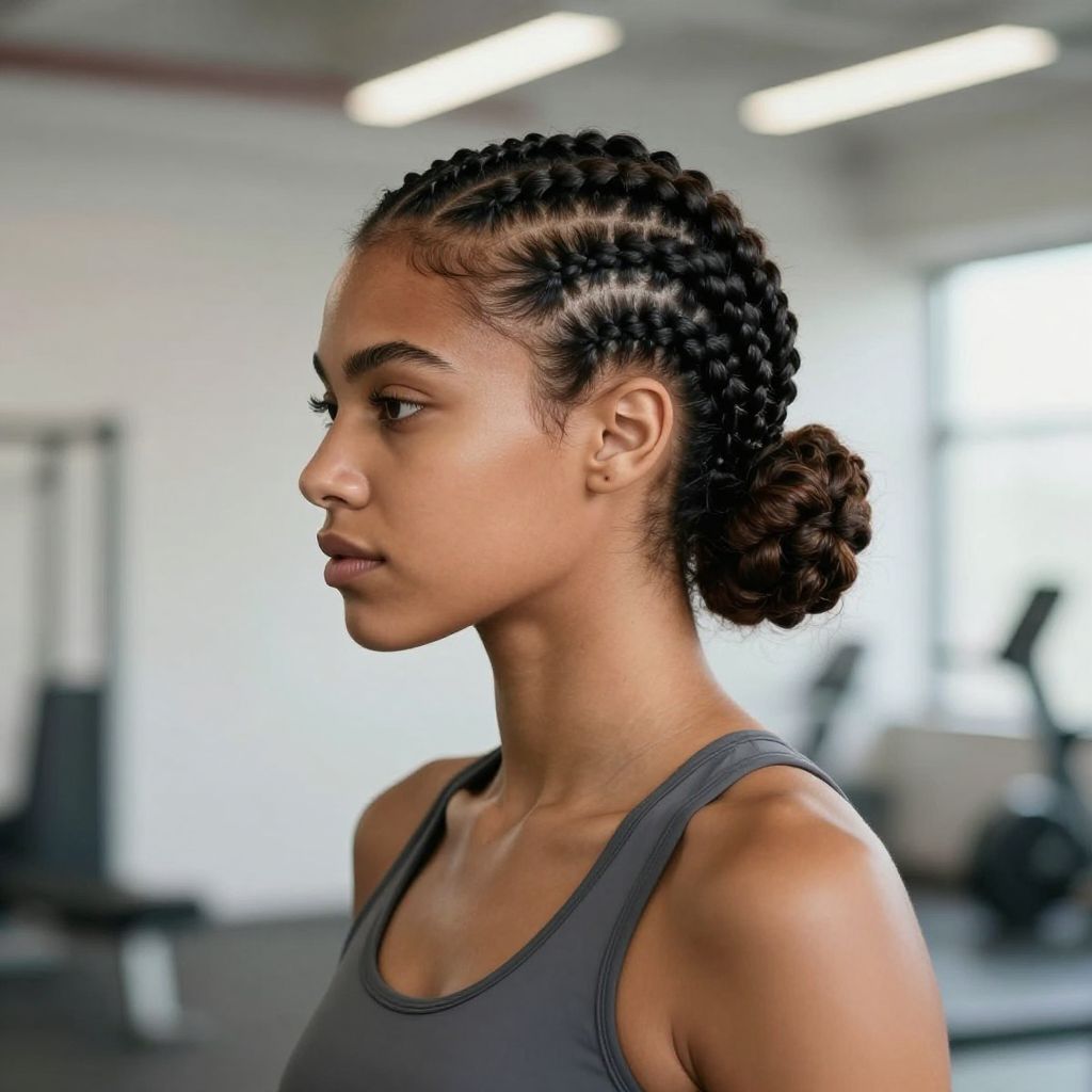 Tight Cornrows Into Bun