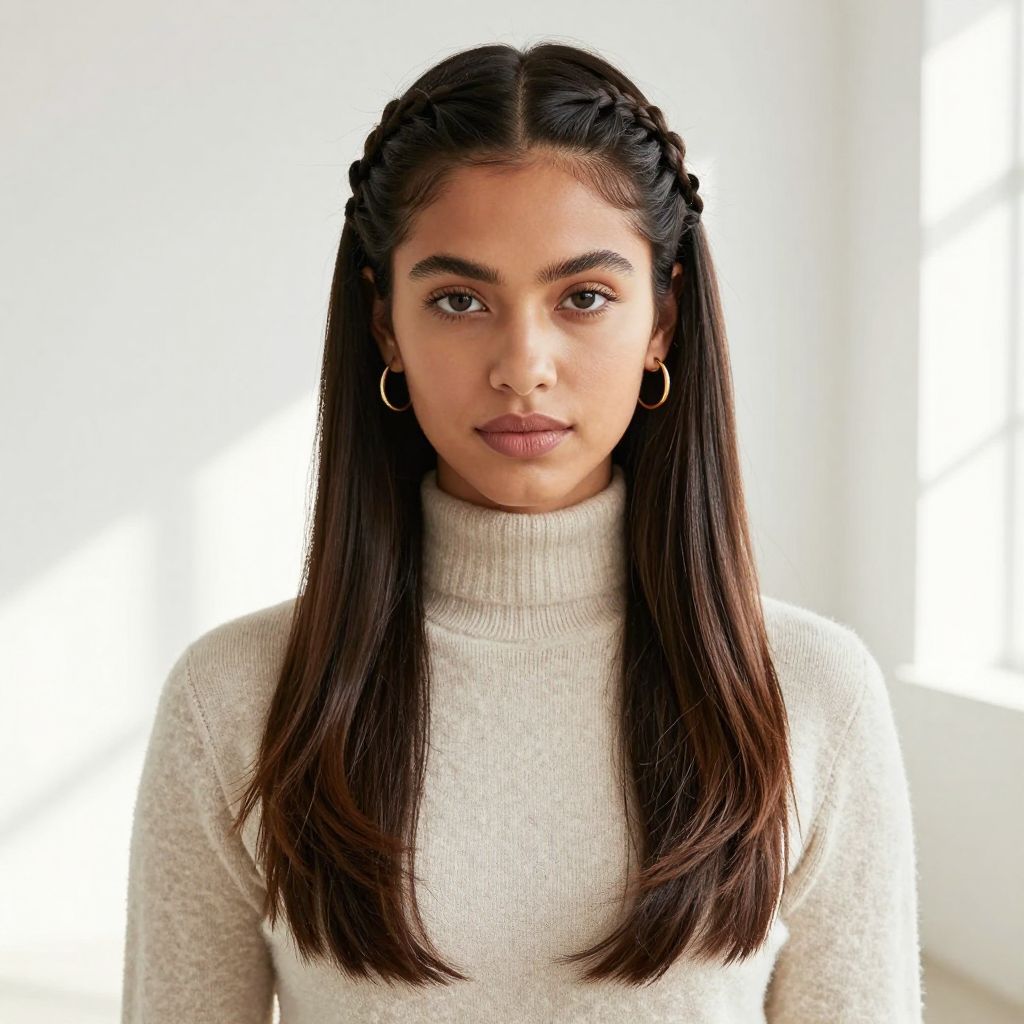 Sleek Middle Part Braided Pigtails
