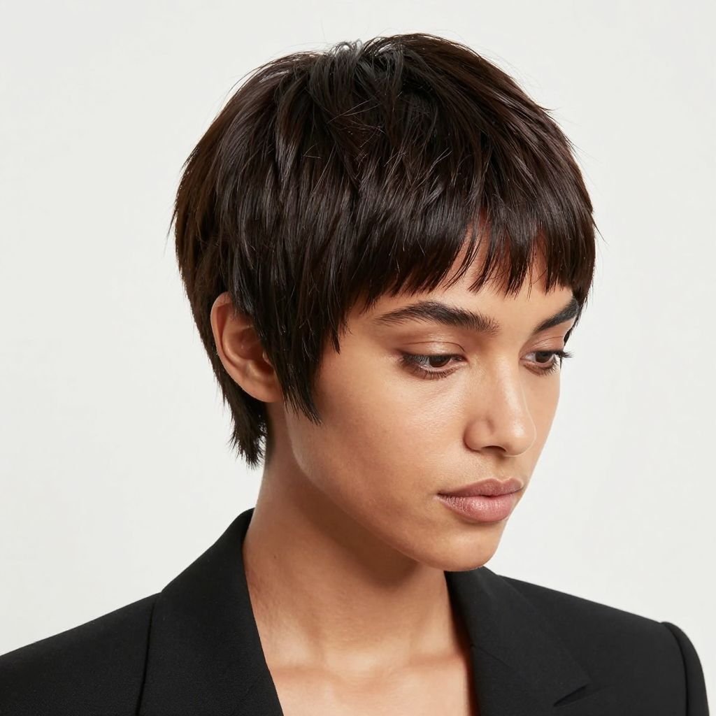 Sleek Center-Parted Pixie