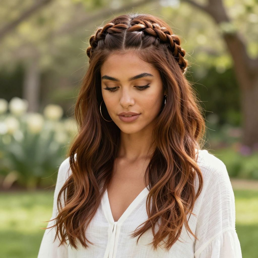 Braided Crown With Widow’s Peak Accents