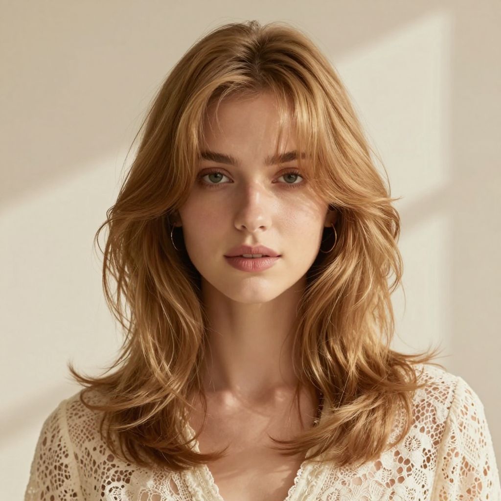 Soft Curls with Widow’s Peak Middle Fringe