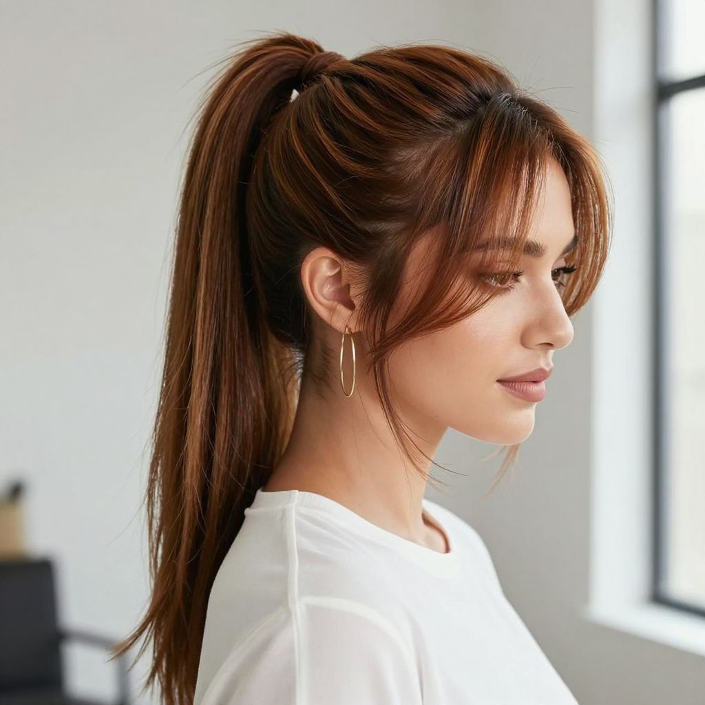 High Ponytail with Defined Peak Peek