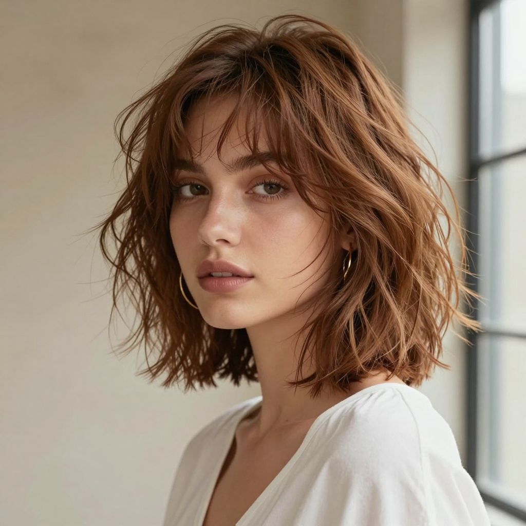 3. Tousled Bob with Bangs