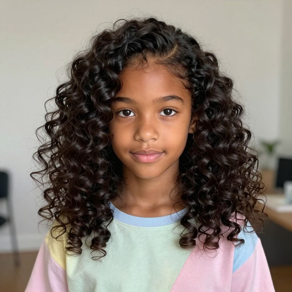 Bouncy Curls with Side Part Weave
