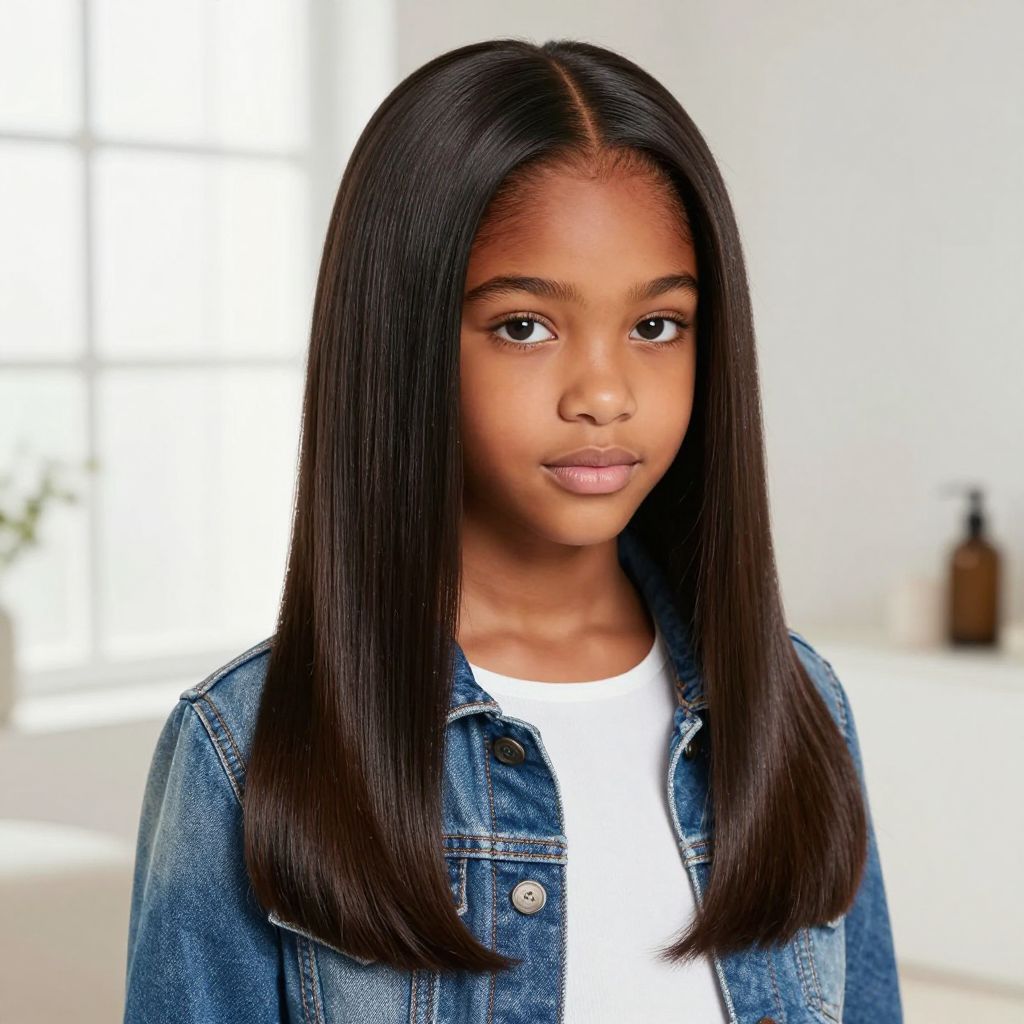 Long Straight Weave with Middle Part