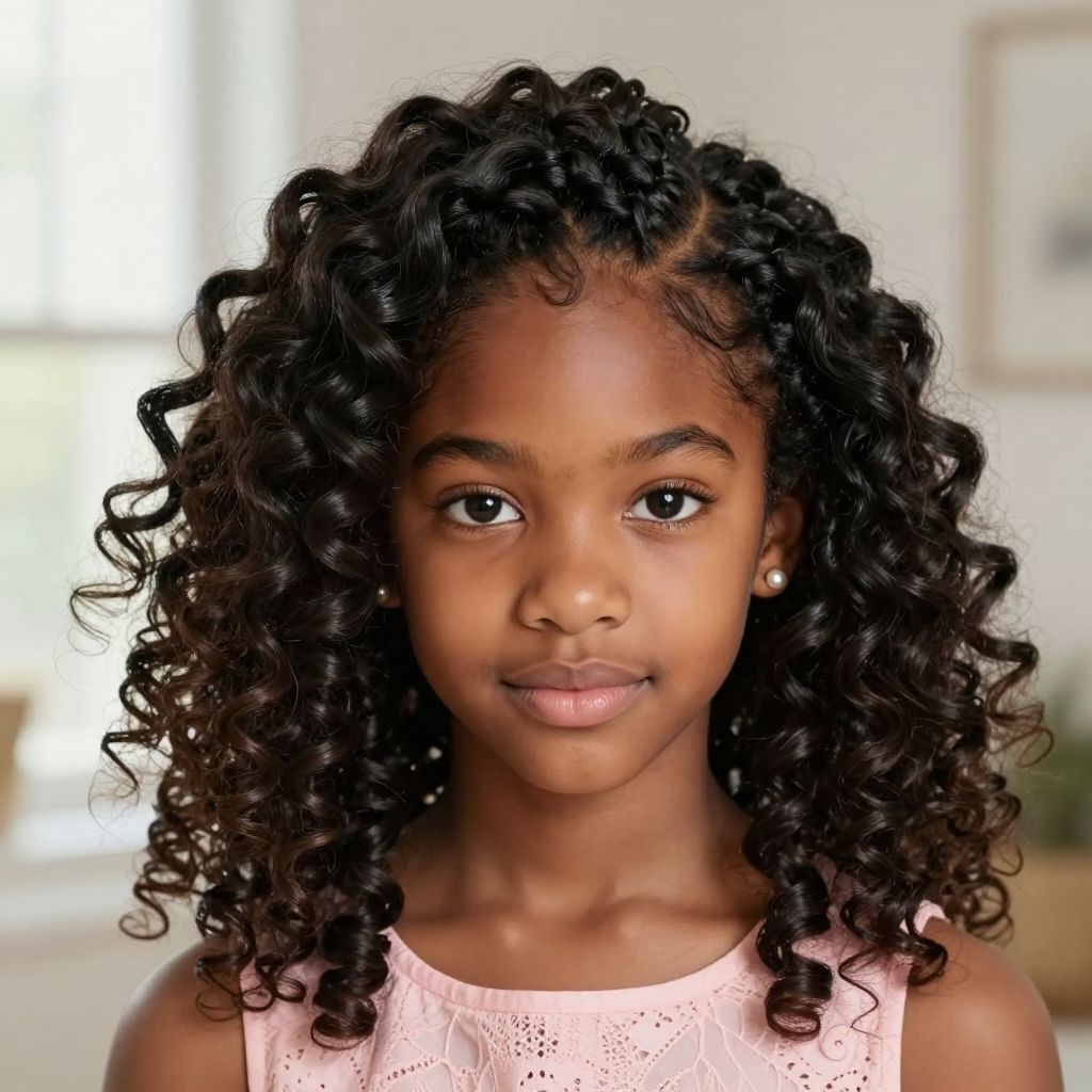 Halo Braid with Curly Weave Fade