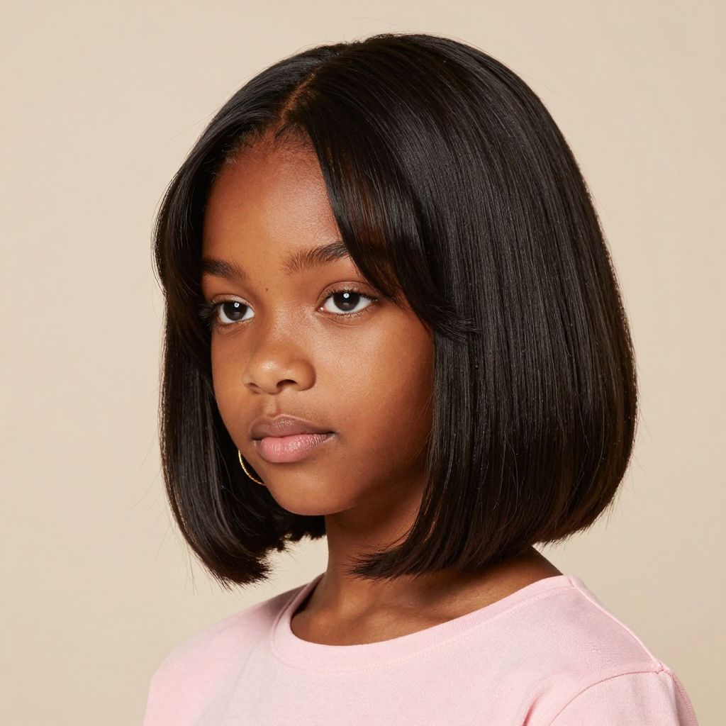 Bob Cut with Side-Swept Bangs Weave