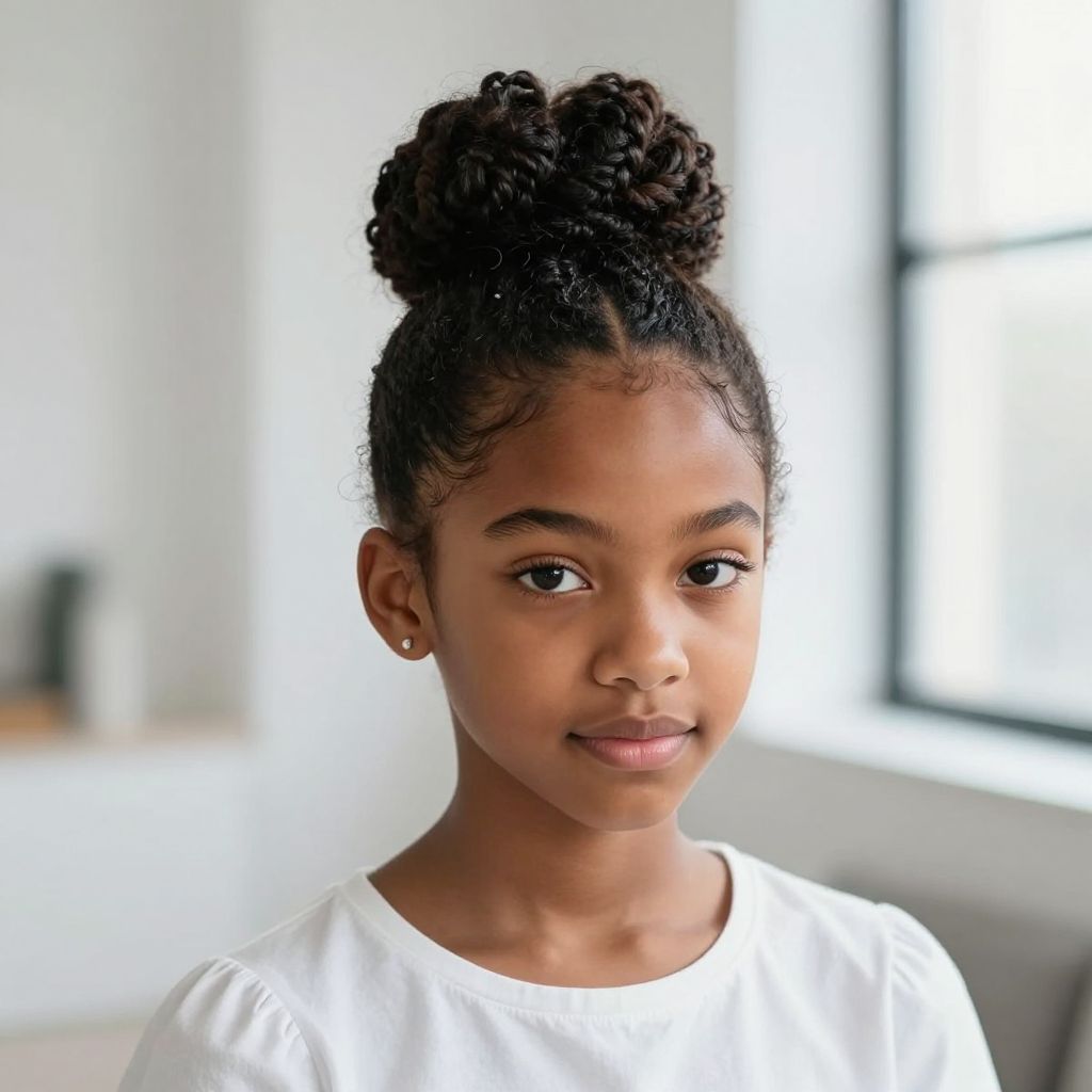 High Twisted Bun with Baby Hair Styling